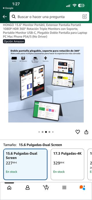 HONGO 15.6 Monitor Portátil Doble Pantalla