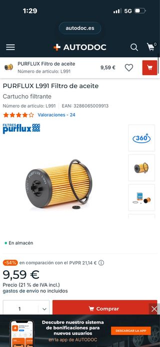 Filtro de aceite PURFLUX L991