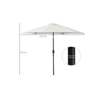 Outsunny Ombrellone da Giardino in Alluminio 260x235