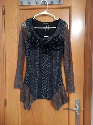 Vestido Koroshi Talla XS Negro y Marrón