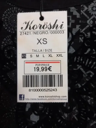 Vestido Koroshi Talla XS Negro y Marrón