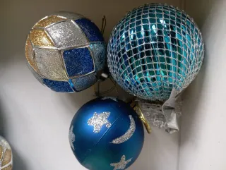 Bolas Navidad Azules y Plateadas