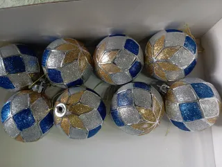 Bolas Navidad Azules y Plateadas