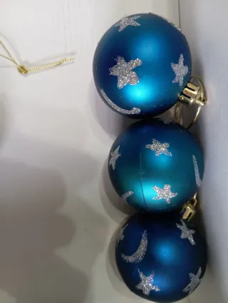 Bolas Navidad Azules y Plateadas