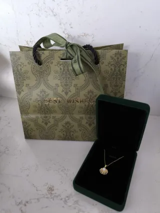 Colgante concha perla oro blanco nuevo