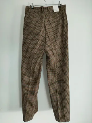 Pantalón con lana, cuadros marrón