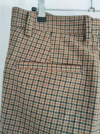 Pantalón con lana, cuadros marrón