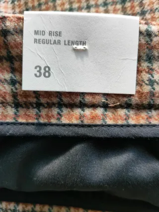 Pantalón con lana, cuadros marrón