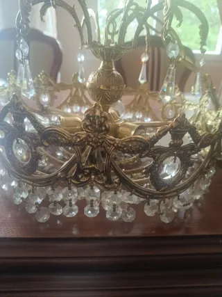 Lámpara de techo bronce dorada con cristales