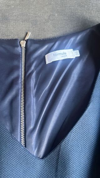 Vestido lunares azulon y blanco roto