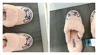 Zapatillas de pelo rosa con estampado Lilo&Stitch.