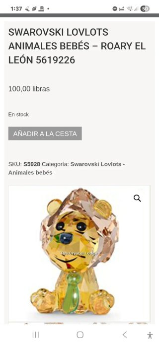 Figura Swarovski León Roary Original