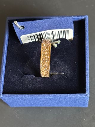 Anillo Swarovski Oro Marrón Cuadrado