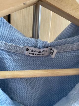 Bershka Camiseta Corta Capucha Azul XS