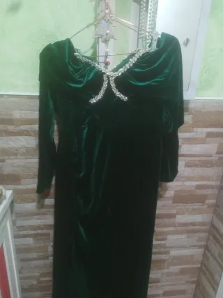 Vestido fiesta terciopelo verde L