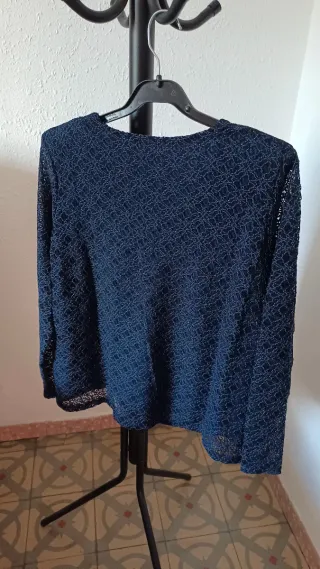 Blusa Unica Azul Encaje