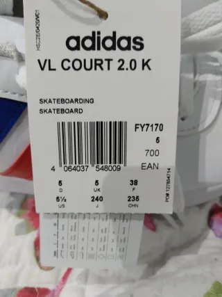 Zapatillas Adidas VL Court 2.0 K Talla 38