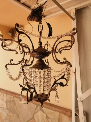 Lámpara Vintage Salón Cristal Metal