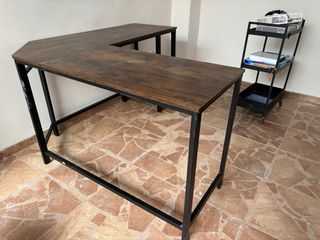 Escritorio 2 puestos madera y metal