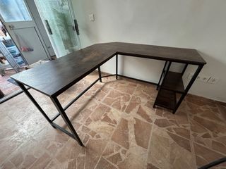 Escritorio 2 puestos madera y metal