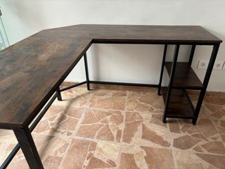 Escritorio 2 puestos madera y metal