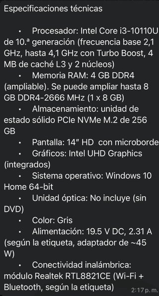 Portátil HP Negro/Gris