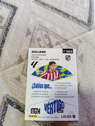Carta Panini Vertigo Power Giuliano