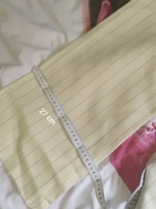 Pantalón blanco Crema a rayas con cremallera T.L