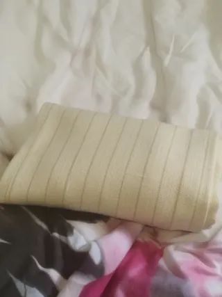 Pantalón blanco Crema a rayas con cremallera T.L