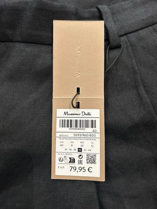 Pantalón Massimo Dutti Negro Talla 40