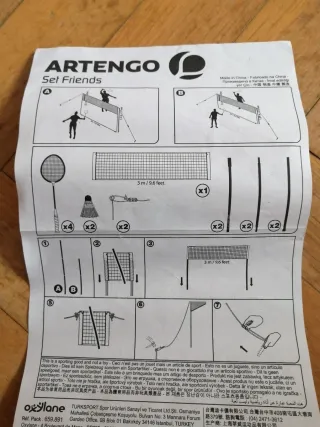 Kit de Bádminton con 4 Raquetas, 2 Volantes y Red.