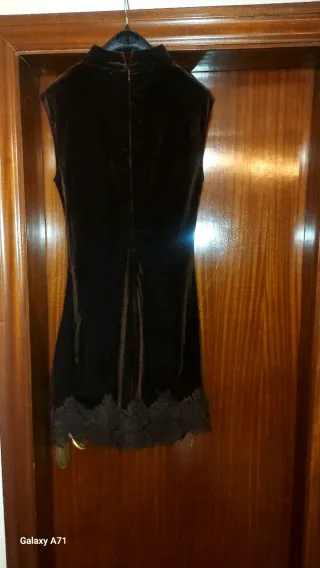 Vestido Fiesta Terciopelo Negro/Marrón