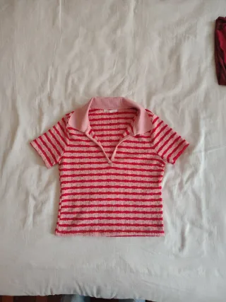 Polo rayas rosa y rojo Talla S