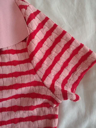 Polo rayas rosa y rojo Talla S