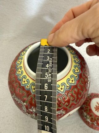 Antico Vaso Porcellana Cinese Rosso