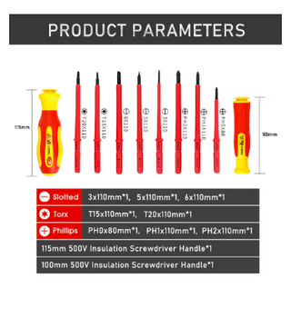 Set destornilladores electricista +Tijeras WORKPRO
