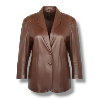 Chaqueta de piel marrón T46 vintage