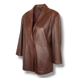 Chaqueta de piel marrón T46 vintage
