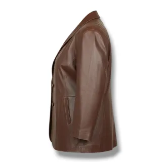 Chaqueta de piel marrón T46 vintage