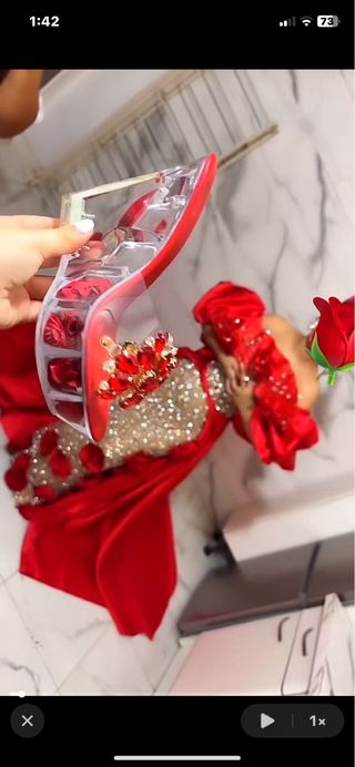 Vestido Novia Gitana Rojo y Dorado