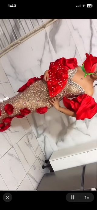 Vestido Novia Gitana Rojo y Dorado