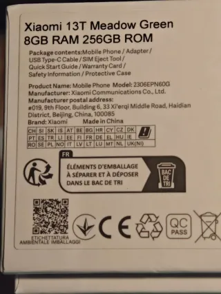 Xiaomi 13T Verde 8Gb RAM 256GB ROM