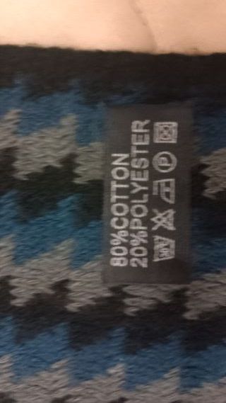 Bufanda de punto azul y gris