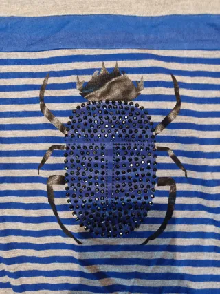 Camiseta Alba Conde Rayas Azul y Gris