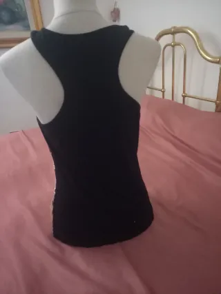 Top canotta paillettes oro e argento