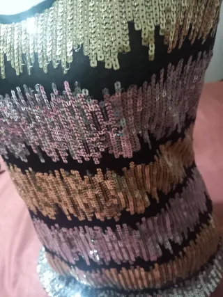 Top canotta paillettes oro e argento