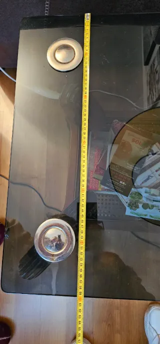 Mesa auxiliar cristal y madera