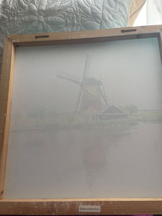 Cuadro paisaje molino agua azul