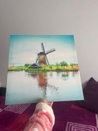Cuadro paisaje molino agua azul