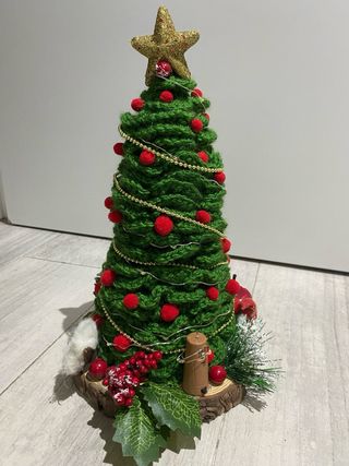 Adorno Navideño Artesanal Tejido a Mano, con LED